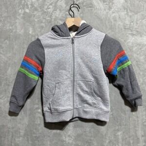 Hanna Andersson Zip Up Hoodie Youth 4 100 cm Gray Sherpa Lined Colorblock‎ Comfy